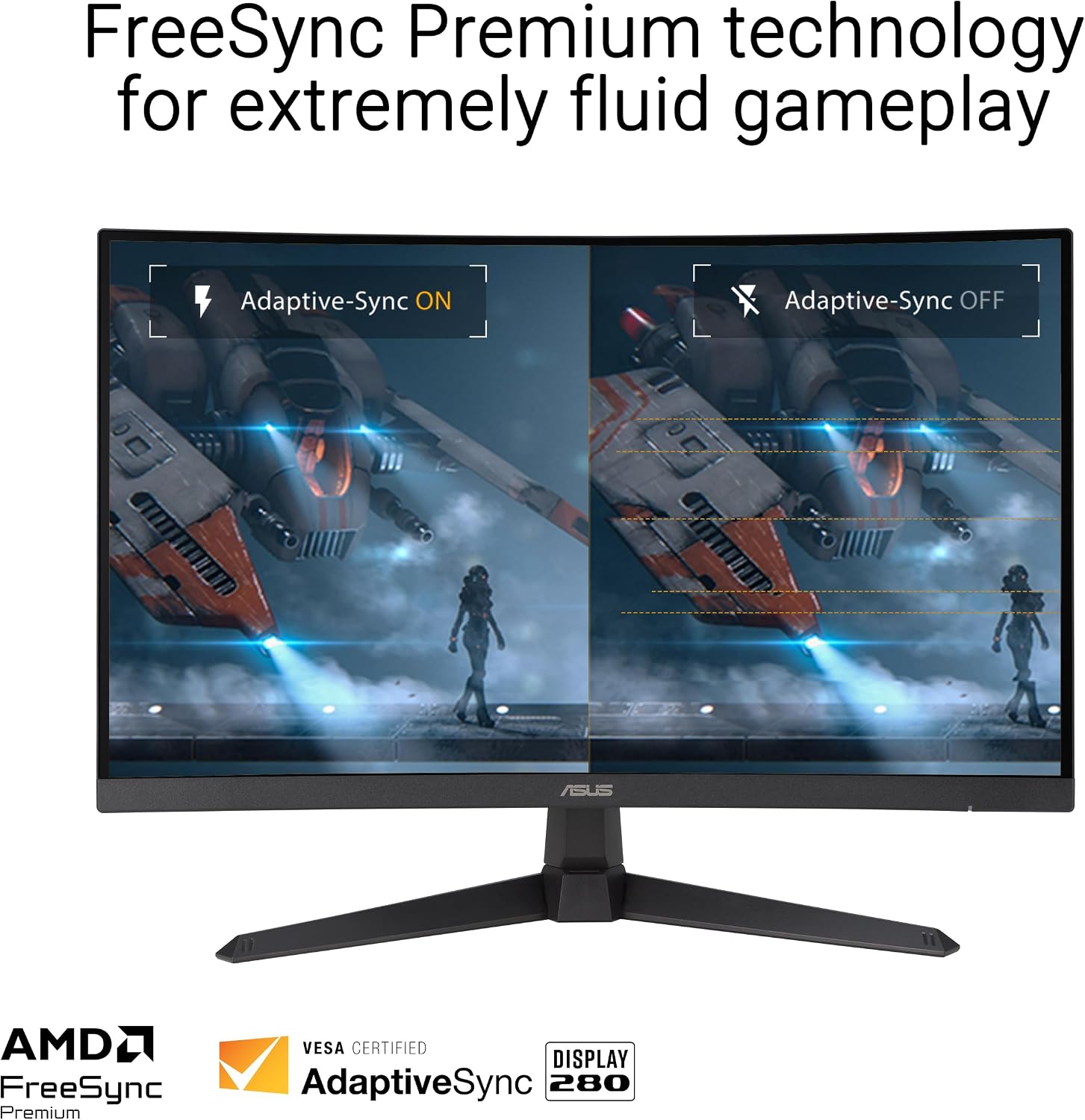 ASUS TUF Gaming 27' 1080P Curved Monitor (VG27VQM1B) – Full HD, 1500R, 280Hz, 1ms, Extreme Low Motion Blur, FreeSync Premium, Shadow Boost, Eye Care, 90% DCI-P3 (Renewed)