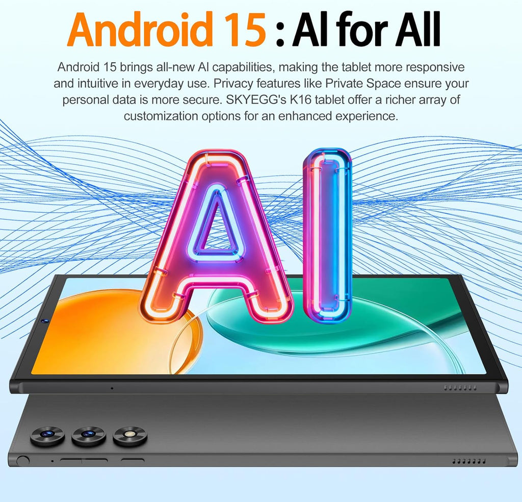 2026 Android 15 Tablet 10.1 Inch Tablets, 30GB RAM 128GB ROM 1TB Expand, 8000mAh Battery, BT5.0, 2.4/5G Wi-Fi 6, Metal Body with Keyboard & Mouse, Gemini AI, Widevine L1 HD IPS Display - Black