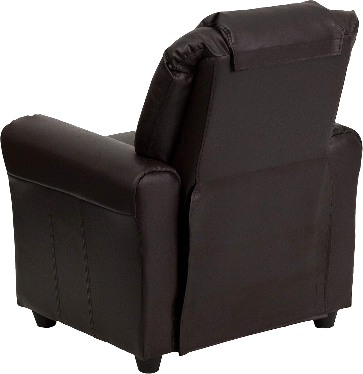 EMMA + OLIVER Brown LeatherSoft Kids Recliner with Cup Holder and Headrest