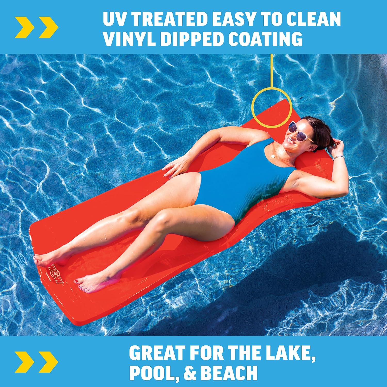 Wow Sports Dipped Foam Floating Mat - Red - 6 ft - for Lakes & Pools - Versatile Adult Pool Float & Camping Pad