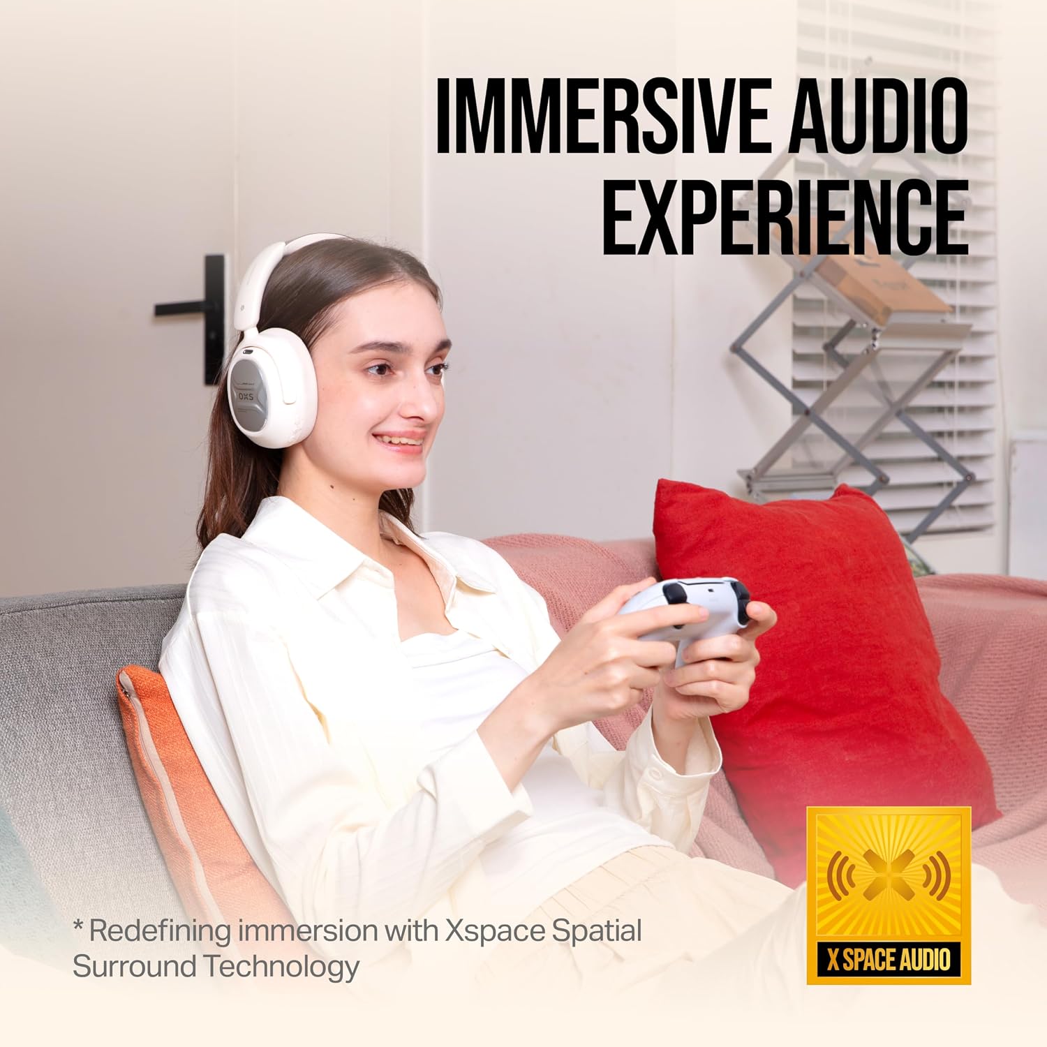 OXS Storm A2 Wireless Gaming Headset, Active Noise Cancellation, Over Ear Headphone with Mic, Bluetooth 5.4 & 2.4GHz Low Latency, Dual EQ Modes, 70H Playtime, for PC, Switch, PS4, PS5, Mobile, White