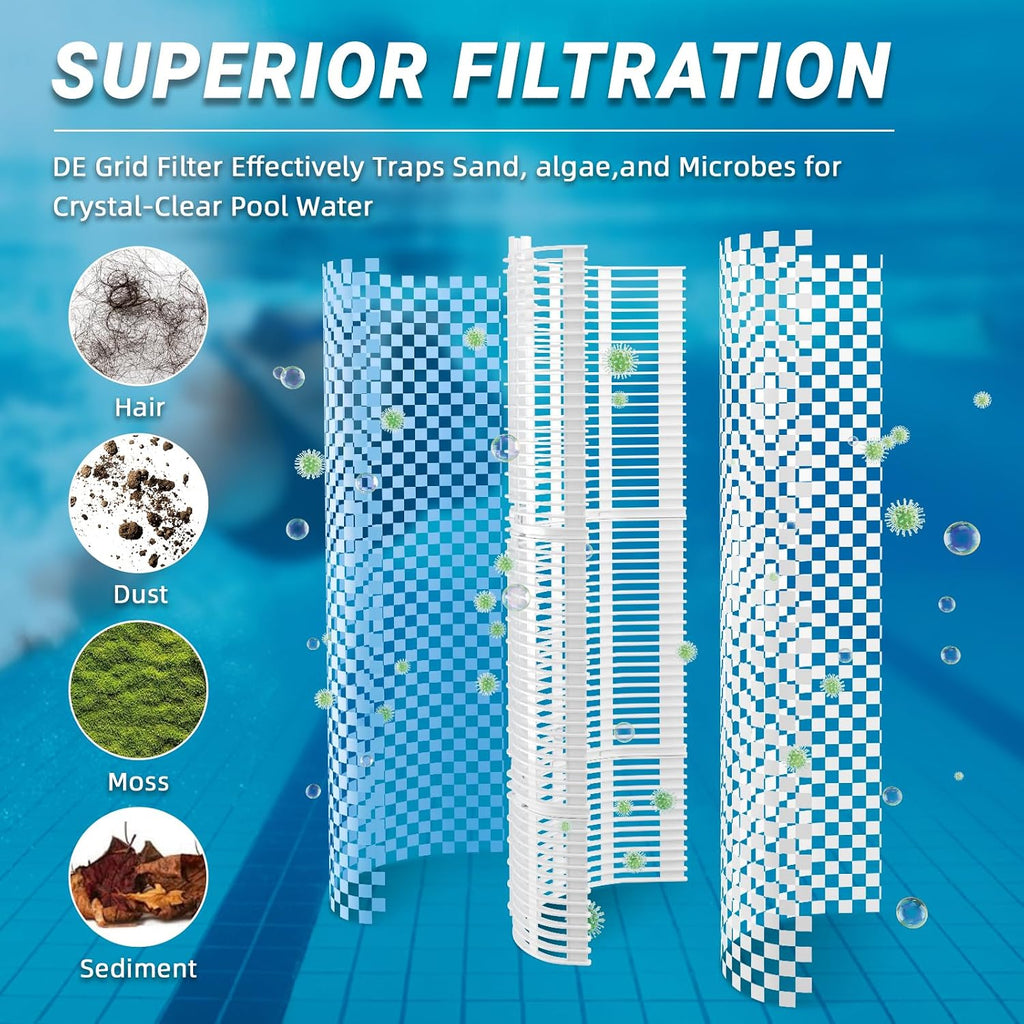 60 Sq Swimming DE Pool Filter Grids Compatible with Hayward Pro-Grid DE6020,Micro-Clear DE6000,for Unicel FG1005,for Astrial,for Pentair,for American Products,60 Sq.Ft. 30 inch