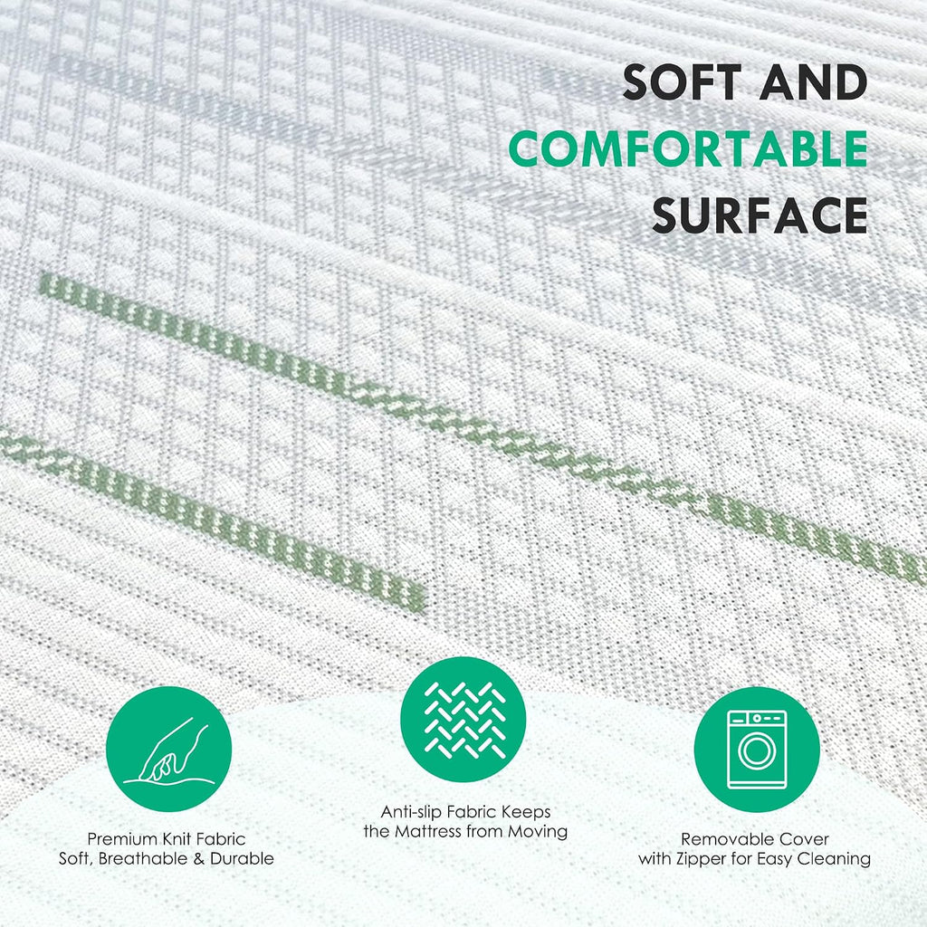 4 Inch Sofa Mattress Queen Size, Gel Memory Foam Infused, with Removable Washable Cover, for Sleeper Sofas, Pull Out Bed, Guest Room, RVs, Boats
