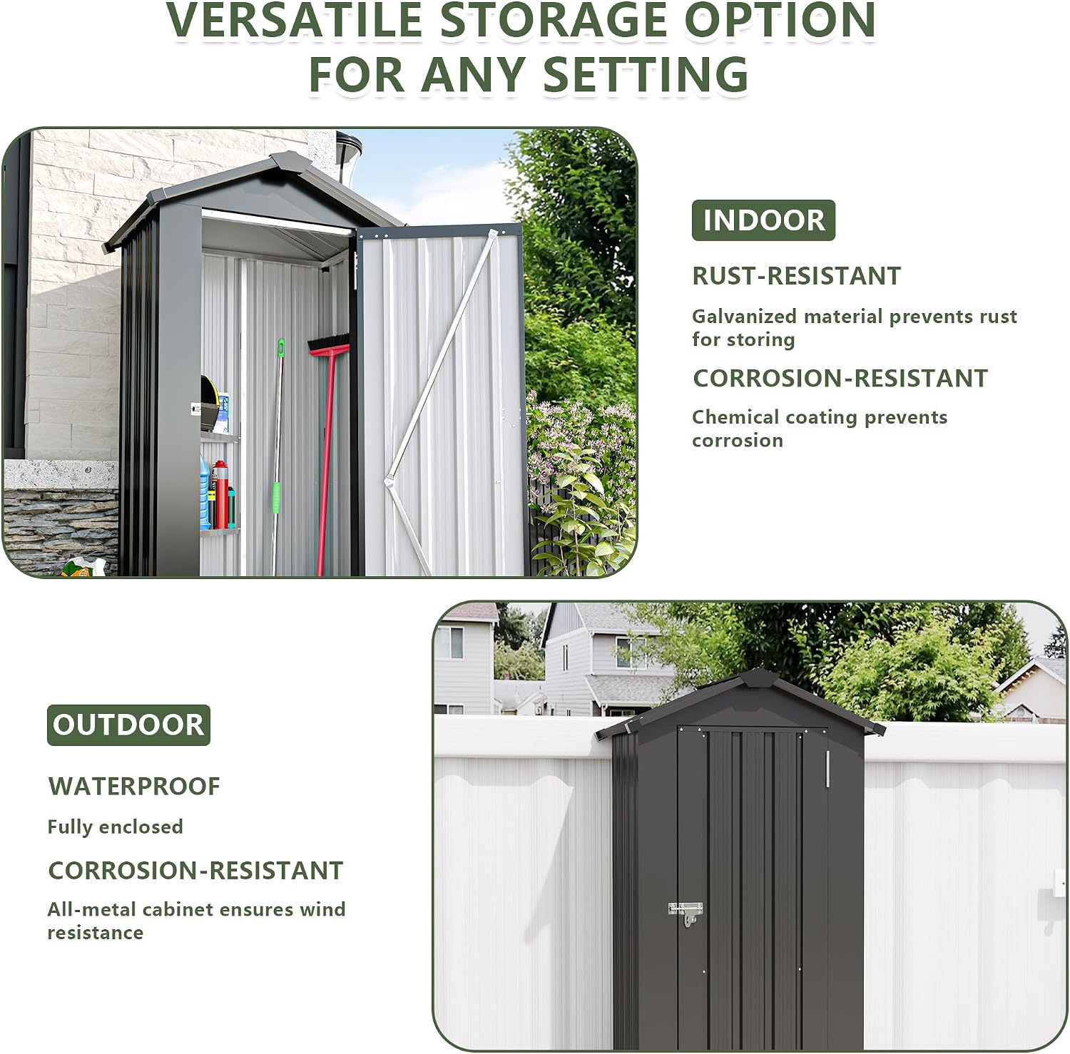 YOPTO 2.5x1.4 FT Outdoor Storage Shed, Tool Shed with Waterproof Roof and Lockable Door,Metal Shed with Adjustable Open Shelves for Backyard Garden Patio Lawn,Black