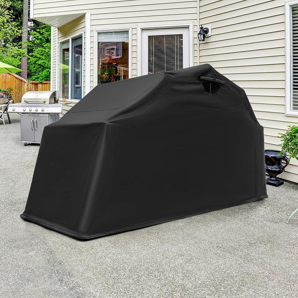 Tangkula Motorcycle Shed - Waterproof Garage with 600D Oxford Cover, Ventilation Window, Heavy Duty Storage for Motorbike, Scooter, Vehicles, 136' x 54' x 75'