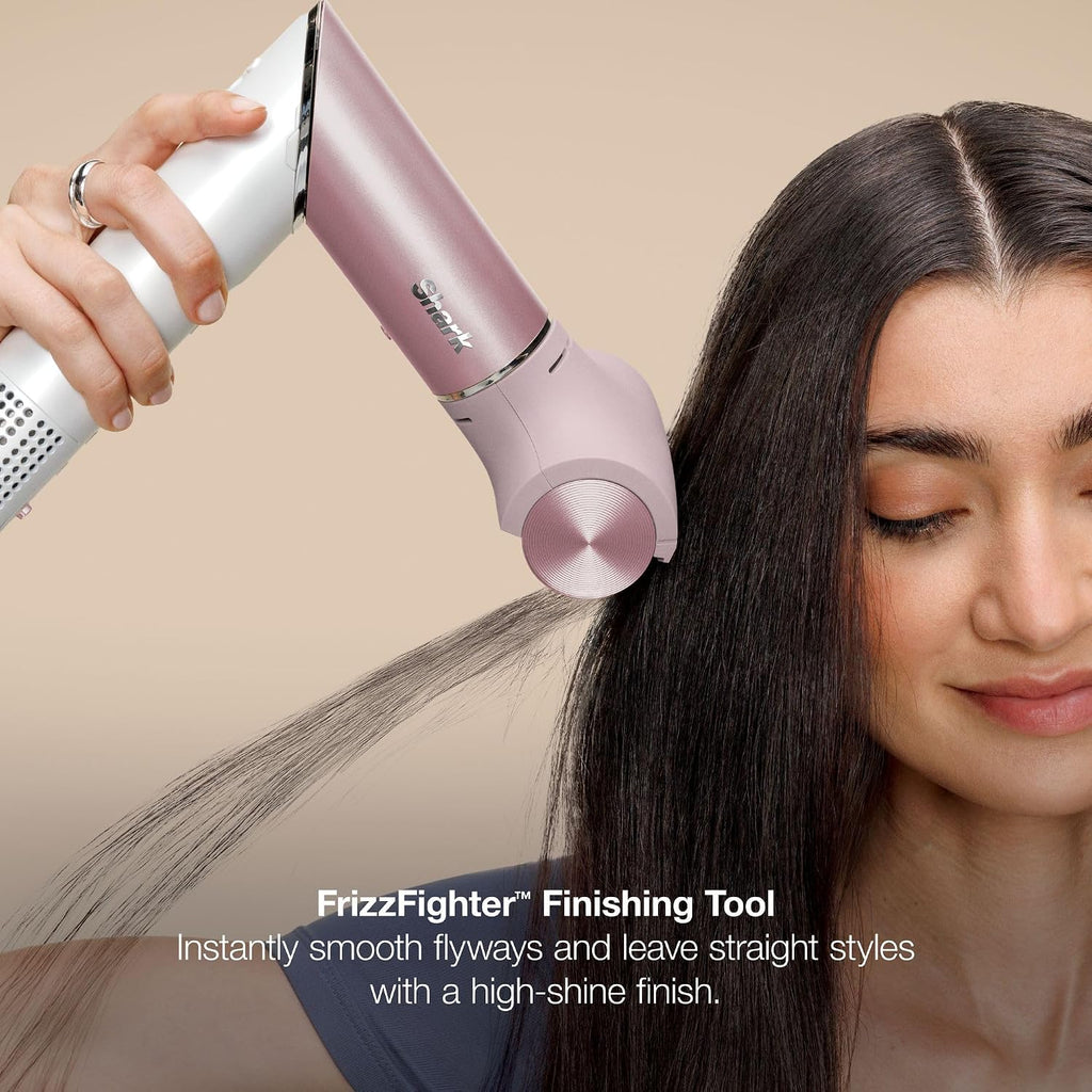 Shark Glam Ceramic & Powerful Air Styling & Drying System, with Silki Straightener & Glossi Air Glosser, for Drying, Curling, Air Straightening & Glossing, Pink, HD6051SPK (Straight & Wavy Hair)