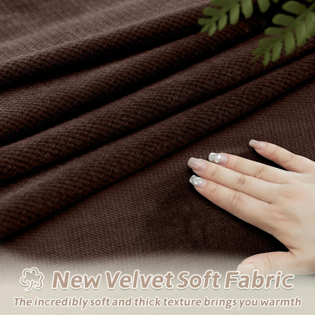 Arfntevss Sectional Recliner Couch Covers Velvet Corner Sectional Sofa Cover for Reclining Couch Stretch Soft L Shape Recliner Slipcover Thick U Shaped Washable Protector (5 Seat Cover, Dark Brown)