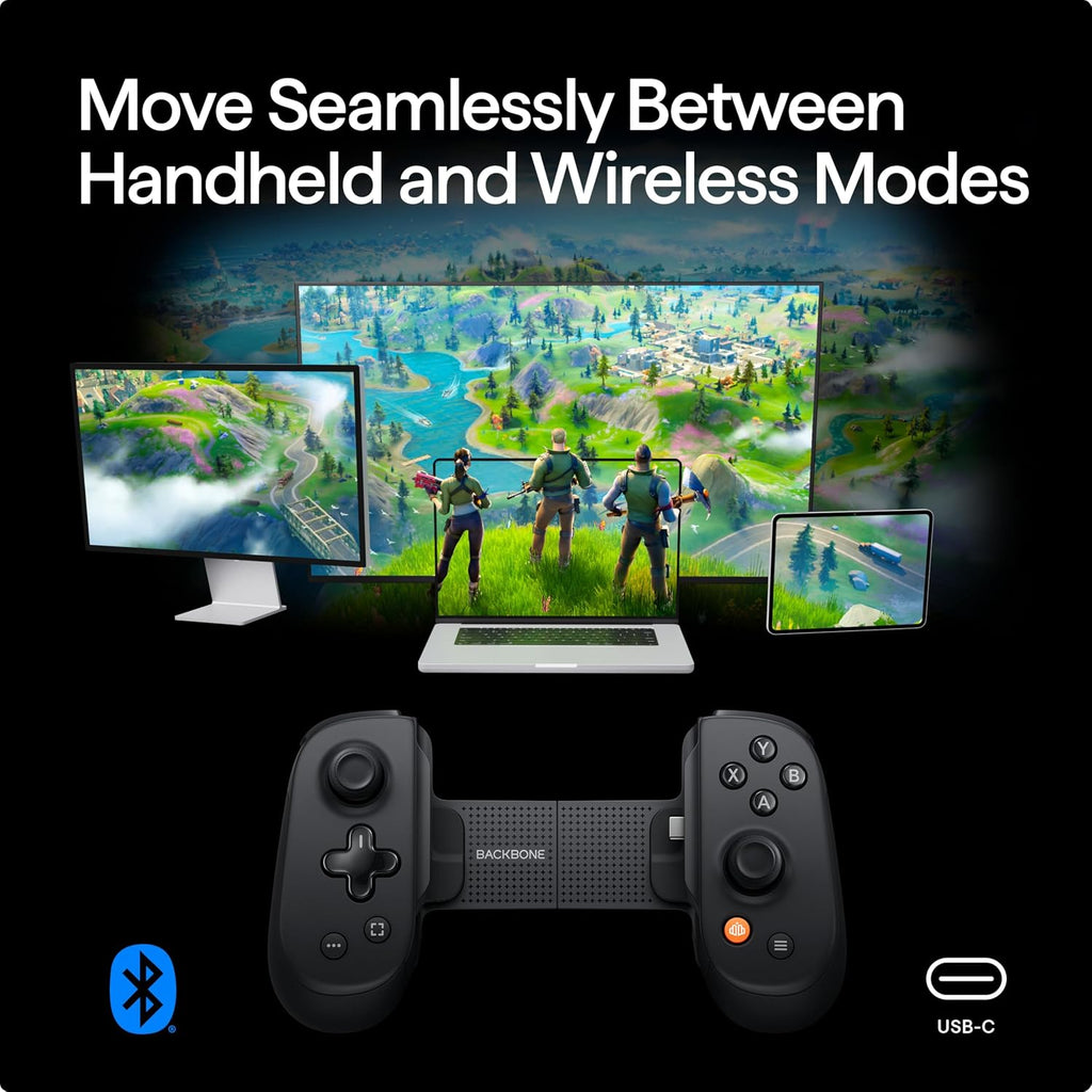 BACKBONE Pro Mobile Gaming Controller for iPhone 15/16/17 & Android, USB-C/Bluetooth Controller, Stream Xbox, Play Call of Duty, PlayStation via iOS Remote Play - 3 Months Apple Arcade Included