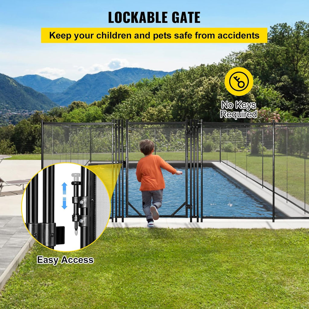 Happybuy Removable Pool Safety Fence Door, 4x2.5FT, Manual Lock, Black, Adaptive with Happybuy Pool Fence