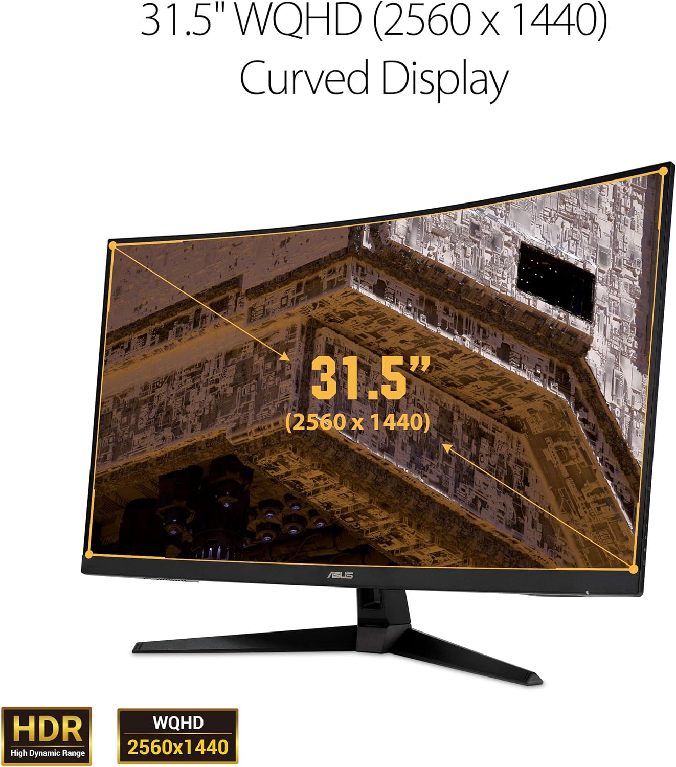 ASUS TUF Gaming 32' 1440P HDR Curved Monitor (VG32VQ1B) - QHD (2560 x 1440), 165Hz (Supports 144Hz) & TUF Gaming 1000W Gold, ATX 3.0 Compatible Fully Modular Power Supply