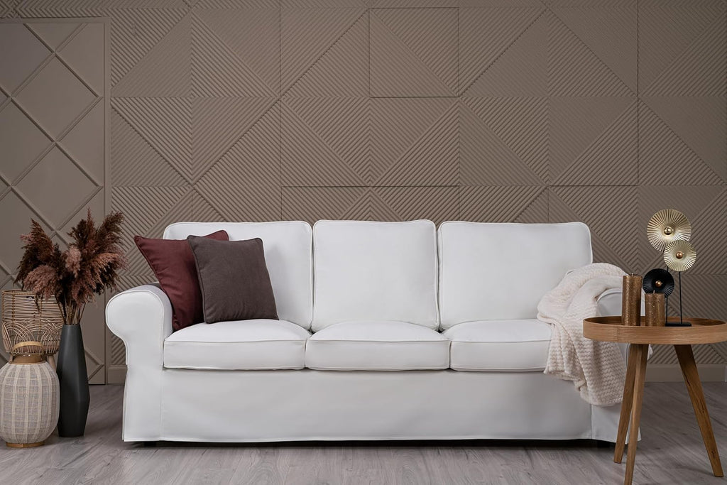 MASTERS OF COVERS Ektorp 3 Seat Sofa Cover Slipcover Replacement Made for The IKEA Ektorp 3 Seat Sofa Cover-(Cool White)-Does NOT fit Ektorp 3.5-seat Sofa NOT fit Uppland Series Sofa