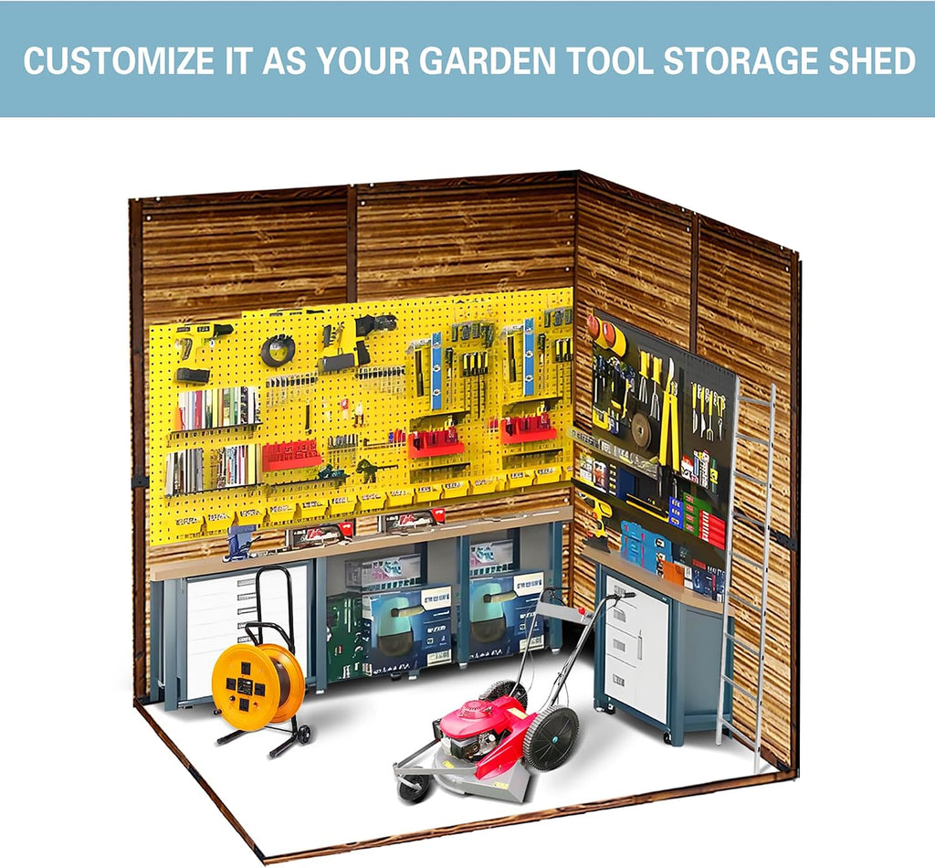 6x4 FT Outdoor Wood Storage Shed, Garden Tool Shed with Windows, Outside Storage Shed Waterproof for Backyard, Garden, Patio, 4 Vents (Without Floor) Wood Color