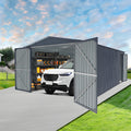 Metal Sheds, Outdoor Storage Shed, Large Metal Garage Shed with 2 Doors and 4 Vents, 13x20ft Dark Gray