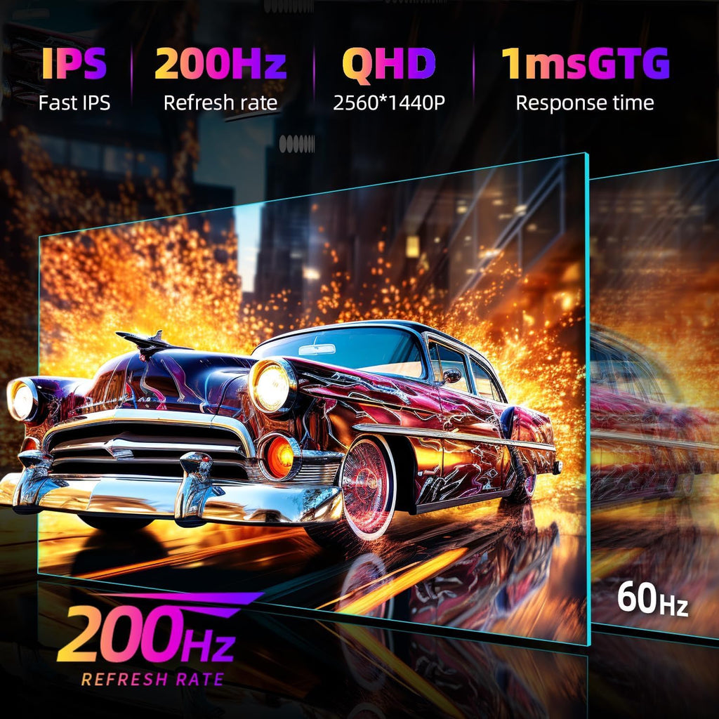 CUNPU 27 Inch 1440p Gaming Monitor 200Hz, 1ms, Fast IPS Screen, HDR400, 127% sRGB Color Gamut, Tilt Adjustable Stand, Adaptive Sync Technology, HDMI & DP Ports, 2K Monitor, Black