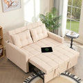 GOSUHI 52' Sleeper Sofa with Pull-Out Bed, 3-in-1 Convertible Sofa Bed, Set of Loveseat with Stepless Adjustable Backrest and Side Pocket, for Living Room Dorm Apartment, Linen, Beige