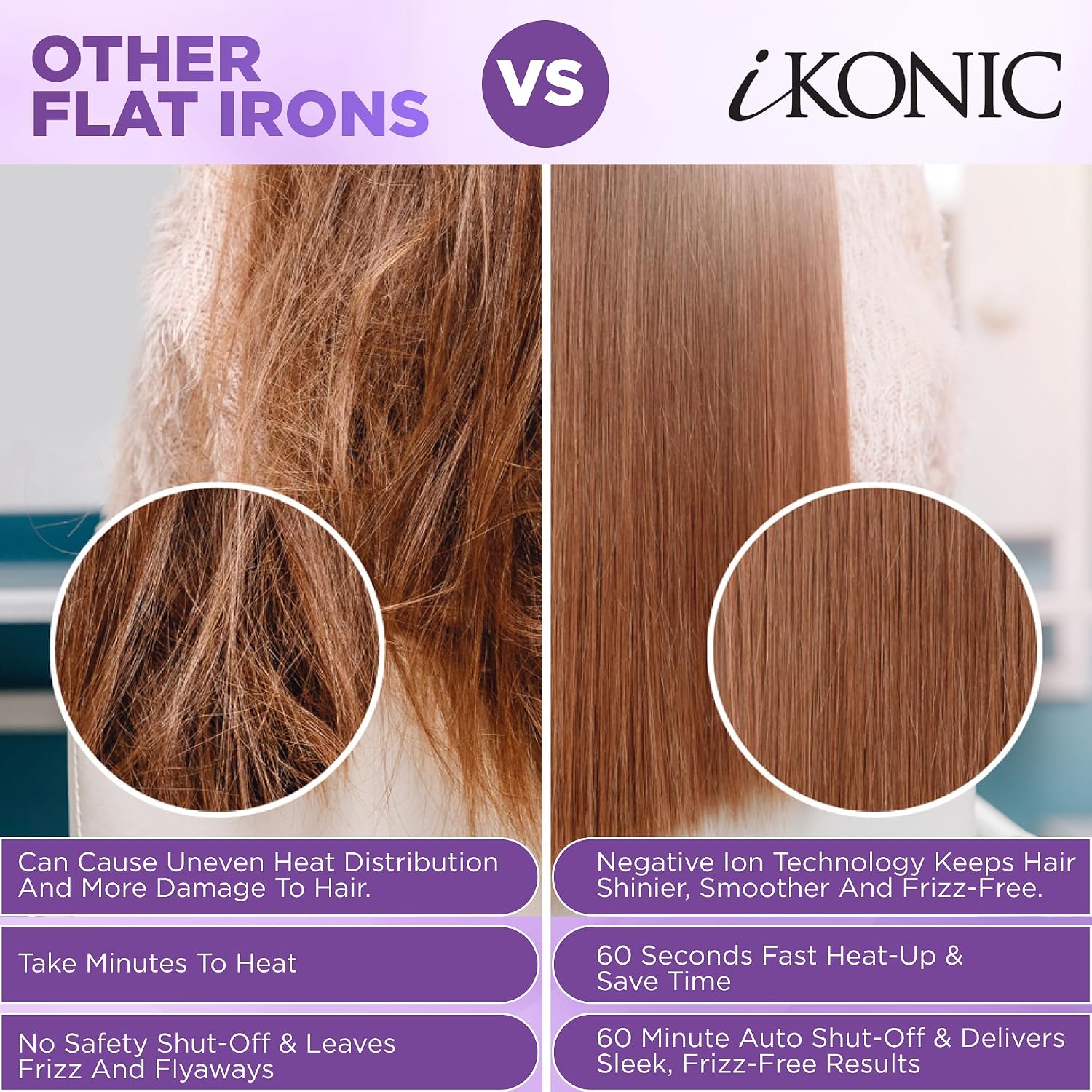 IKonic 100% Tourmaline Ceramic Hair Straightener & Curler– Anti-Static Infrared Ionic 2-in-1 Dual Voltage Flat Iron –1' Floating Plates, Adjustable Temp 140–450°F, Frizz-Free & Fast Heat Hair Iron