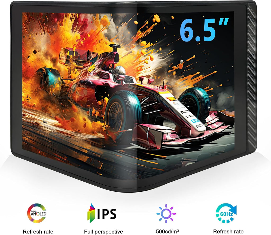 wisecoco Portable Water Cooling Curved Screen Monitor 6.5 inch 2K 2560×1440 IPS with Magnic Stand External Computer Laptop OLED Monitor for PC Laptop Desktop (Black)