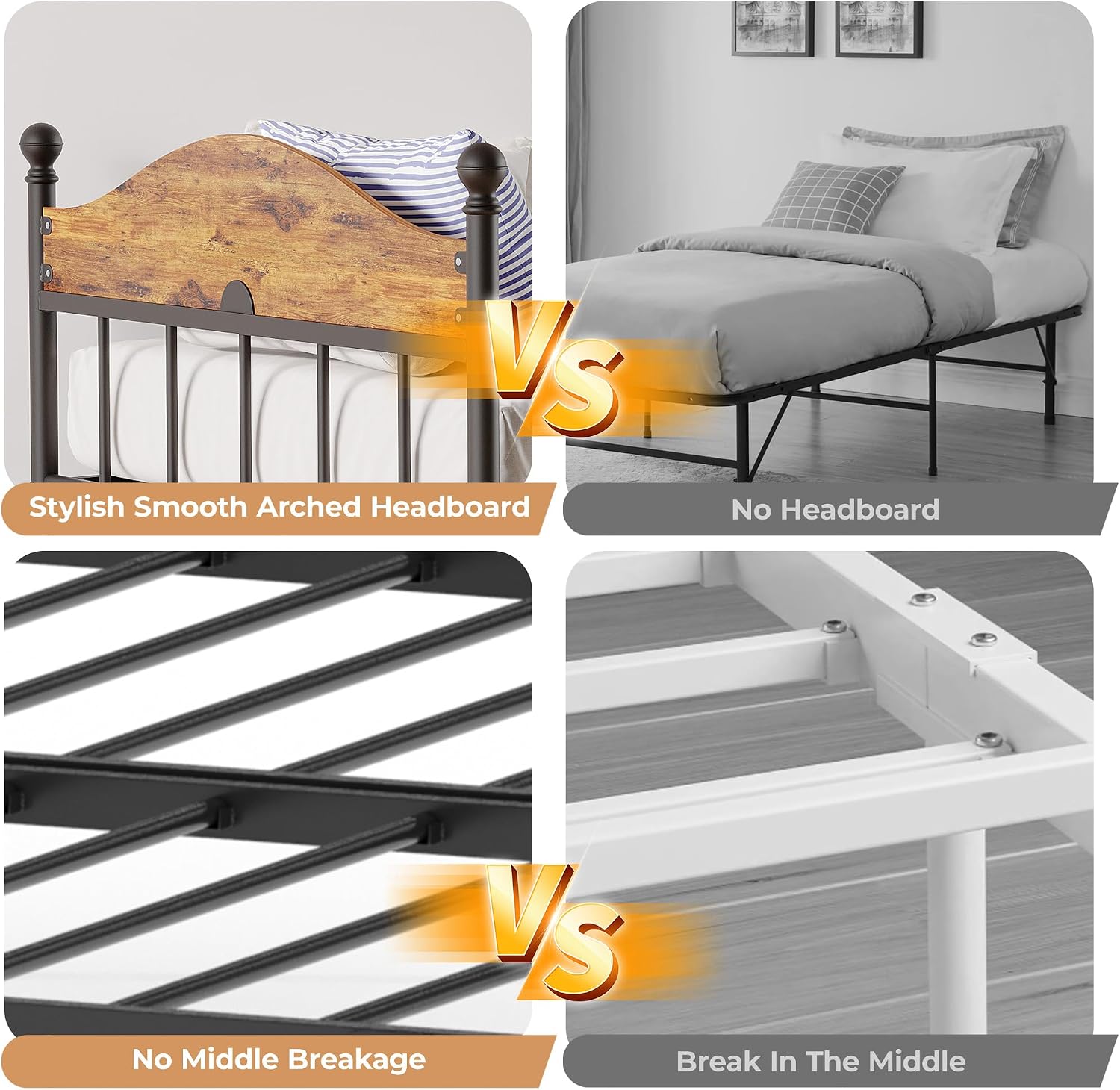 Daybed with Trundle, Metal Twin Size Day Bed with Stylish Headboard, Sofa BedFrame with Pop Up Foldable Trundle Bed, Heavy Duty Steel Slats Platform for Living Room, Bedroom and Guest Room, Brown