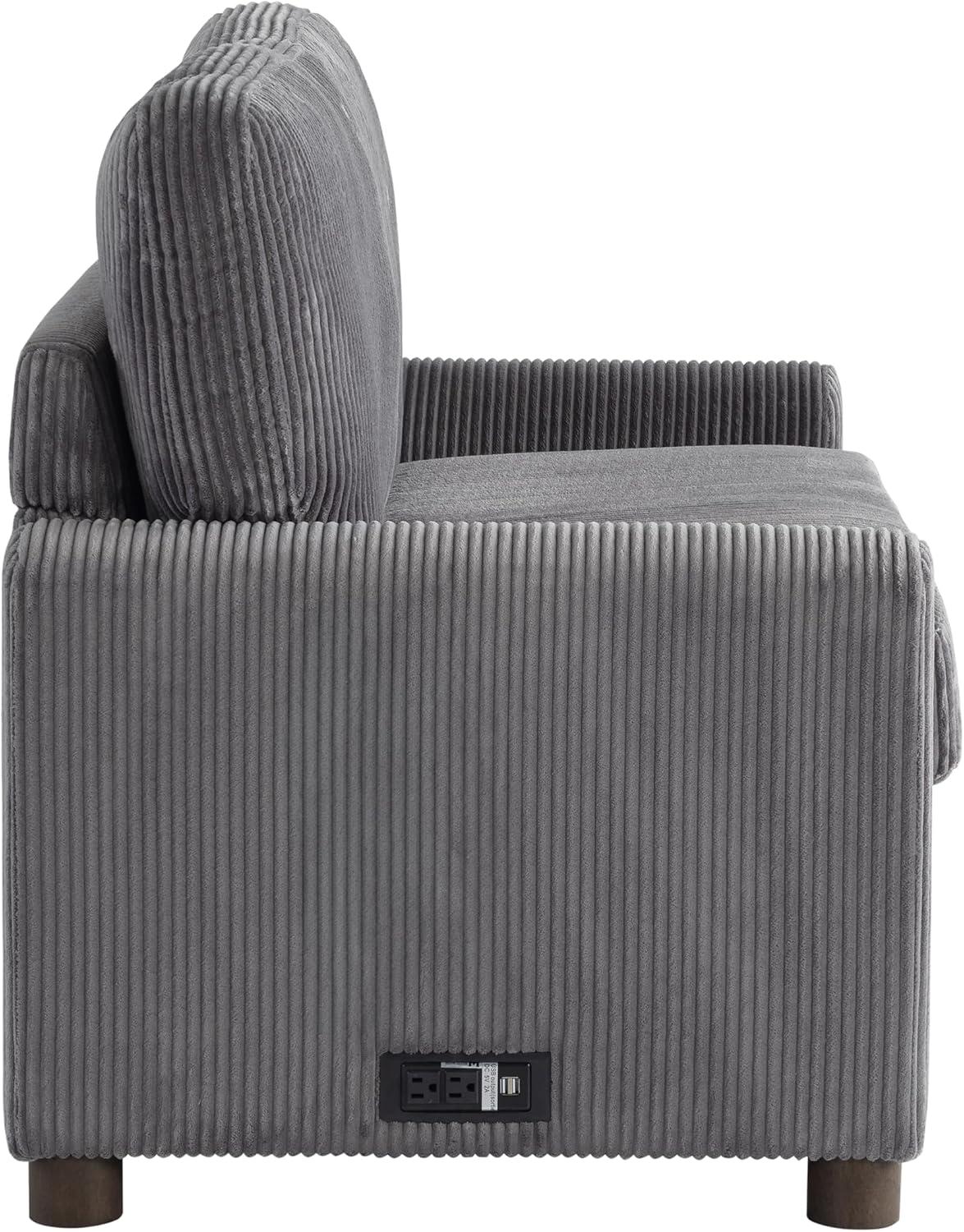 Serta® Darnold 53.5' Pull-Out Sleeper Loveseat, Twin Size, Dreamcoil® Comfort, Memory Foam Pull-Out Mattress, USB-C and USB-A Power Ports, Soft Corduroy Fabric, Grey