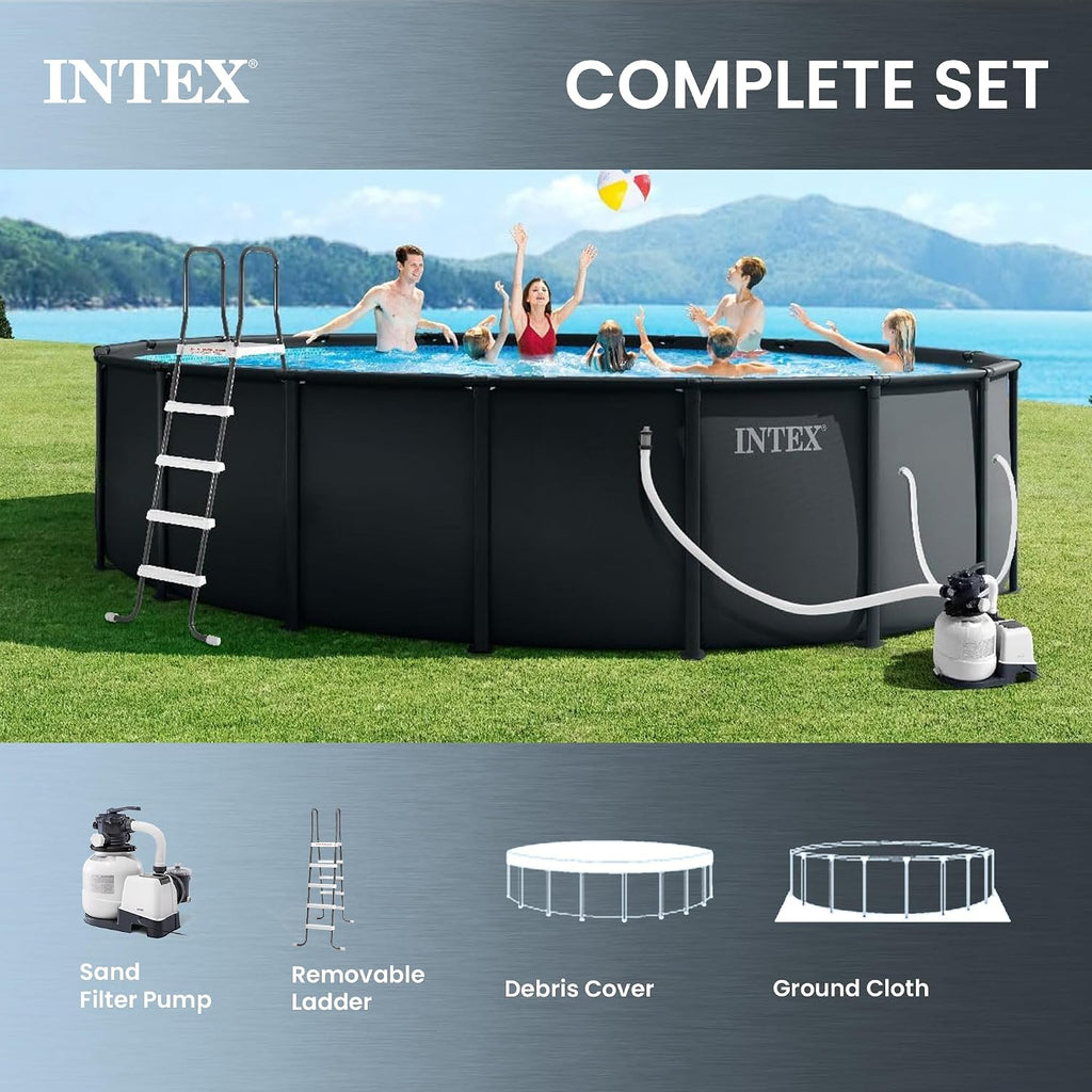 INTEX Ultra XTR 18 ft x 52 in Above Ground Pool Set, Round Swimming Pool with Steel Frame, 2100 GPH Sand Filter Pump, Ladder, Cover, & Ground Cloth