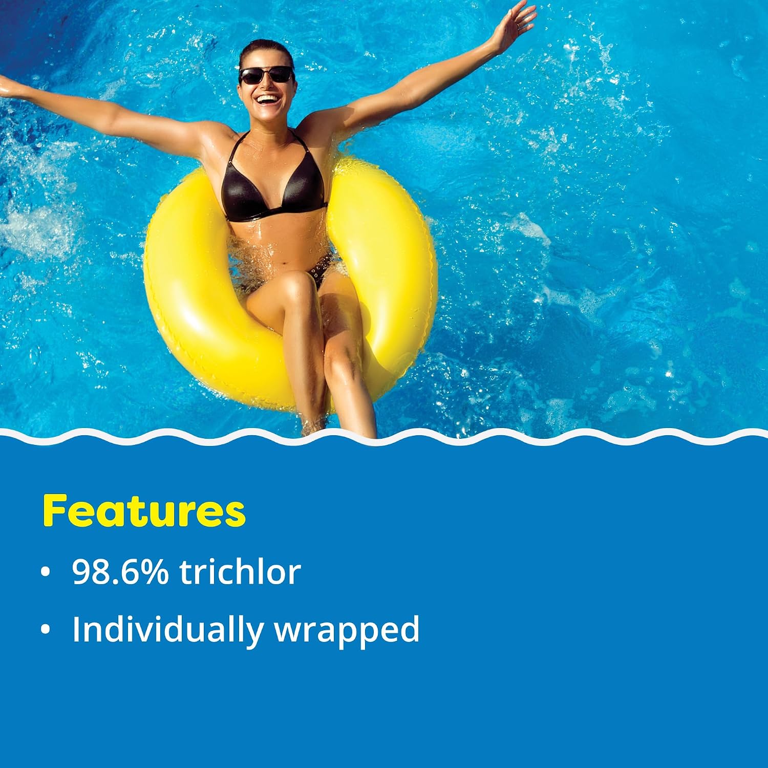 In The Swim 4 Inch Chlorine Sticks for Sanitizing Swimming Pools - Individually Wrapped, Slow Dissolving, Stabilized Chlorine Sanitizer - 90% Available Chlorine, 99% Trichlor - 10 Pounds