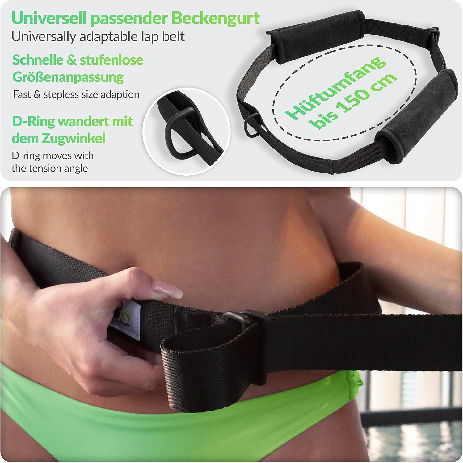 Premium Swim Trainer – for Any Pool, Optimal Swimming Without Counter-Current System, Padded Swim Belt 1–20 kg, Tested, Certified, Made in Germany