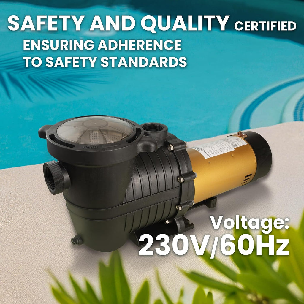 XtremepowerUS In-Ground Swimming Pool Pump Spa 1.75HP Dual Speed High Flow 5,280 GPH 1.5' NPT w/ Slip-On Fitting Included, Filter Basket, 230V
