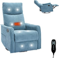 Massage Chair Recliner with Heat, 360° Swivel Glider Rocker with Reclining Backrest and Footrest, Manual Lazy Boy Recliners for Adults, Modern Nursery Rocking Chairs (Blue)
