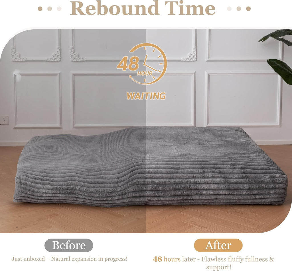 YOSHOOT 8 Inches Futon Mattress, Thick Futons Sofa Bed Couch, Floor Mattress for Adults, Shredded Foam Filling(Frame Not Included), Medium Firm，Queen Size
