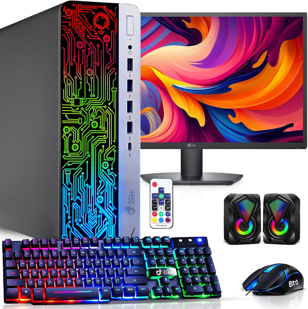 HP ProDesk Desktop RGB Computer PC Intel i5-6th Gen. Quad-Core Processor 16GB DDR4 Ram 256GB SSD, 22 Inch Monitor, Gaming Keyboard and Mouse, Built-in WiFi, Windows 11 (Renewed)