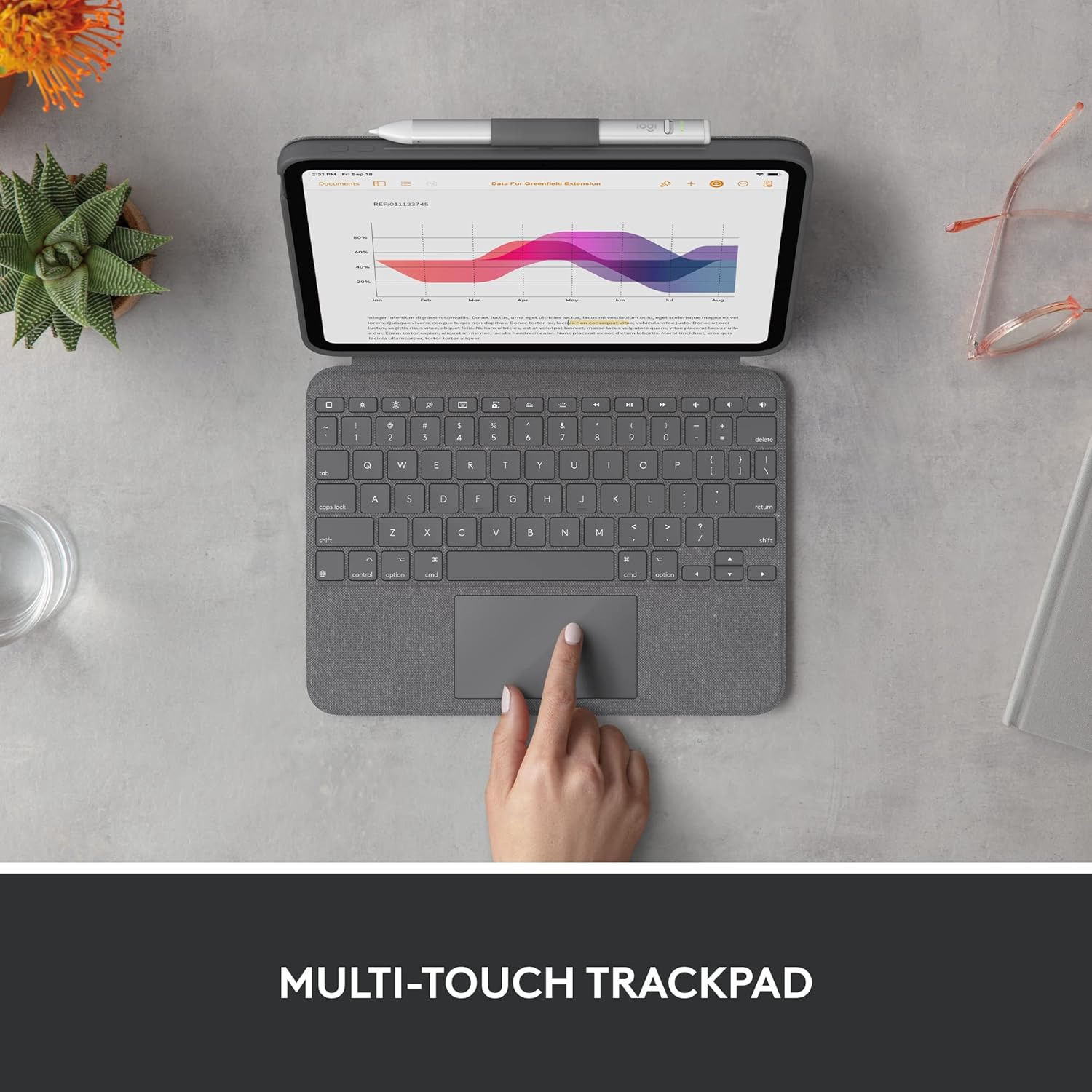 Logitech Combo Touch, Detachable iPad Keyboard Case (10th gen and A16) with Large Precision Trackpad, Full-Size Backlit Keyboard, and Smart Connector Technology - Oxford Gray