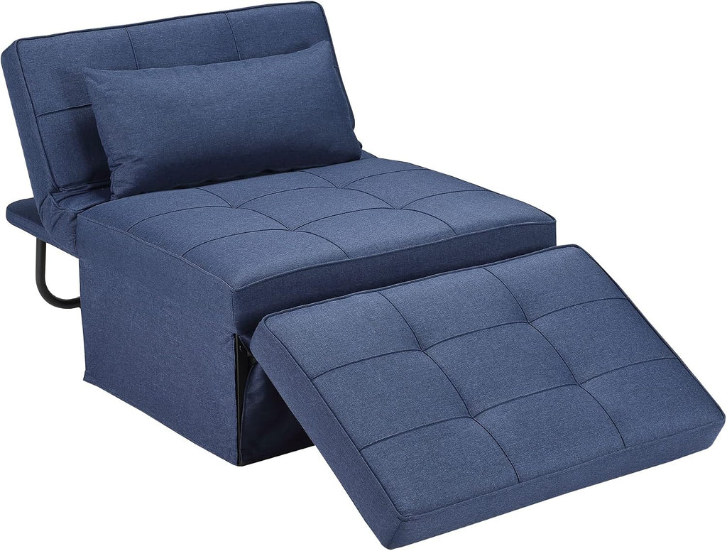 BIGSYY Sofa Bed, Set of 4 in 1 Multi-Function Folding Ottoman Breathable Linen Couch Bed with Adjustable Backrest Modern Convertible Chair for Living Room Apartment Office, Blue