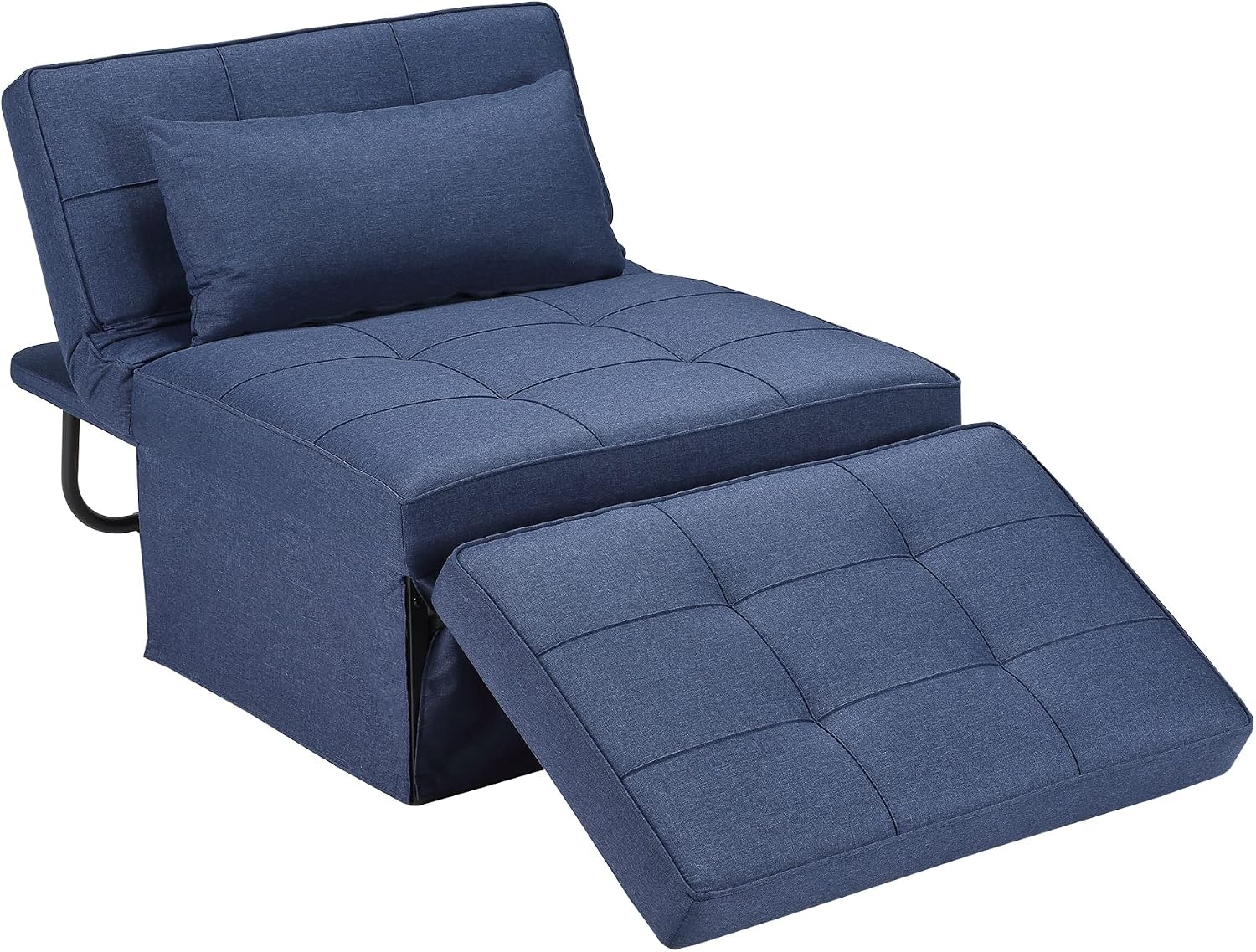 BIGSYY Sofa Bed, Set of 4 in 1 Multi-Function Folding Ottoman Breathable Linen Couch Bed with Adjustable Backrest Modern Convertible Chair for Living Room Apartment Office, Blue