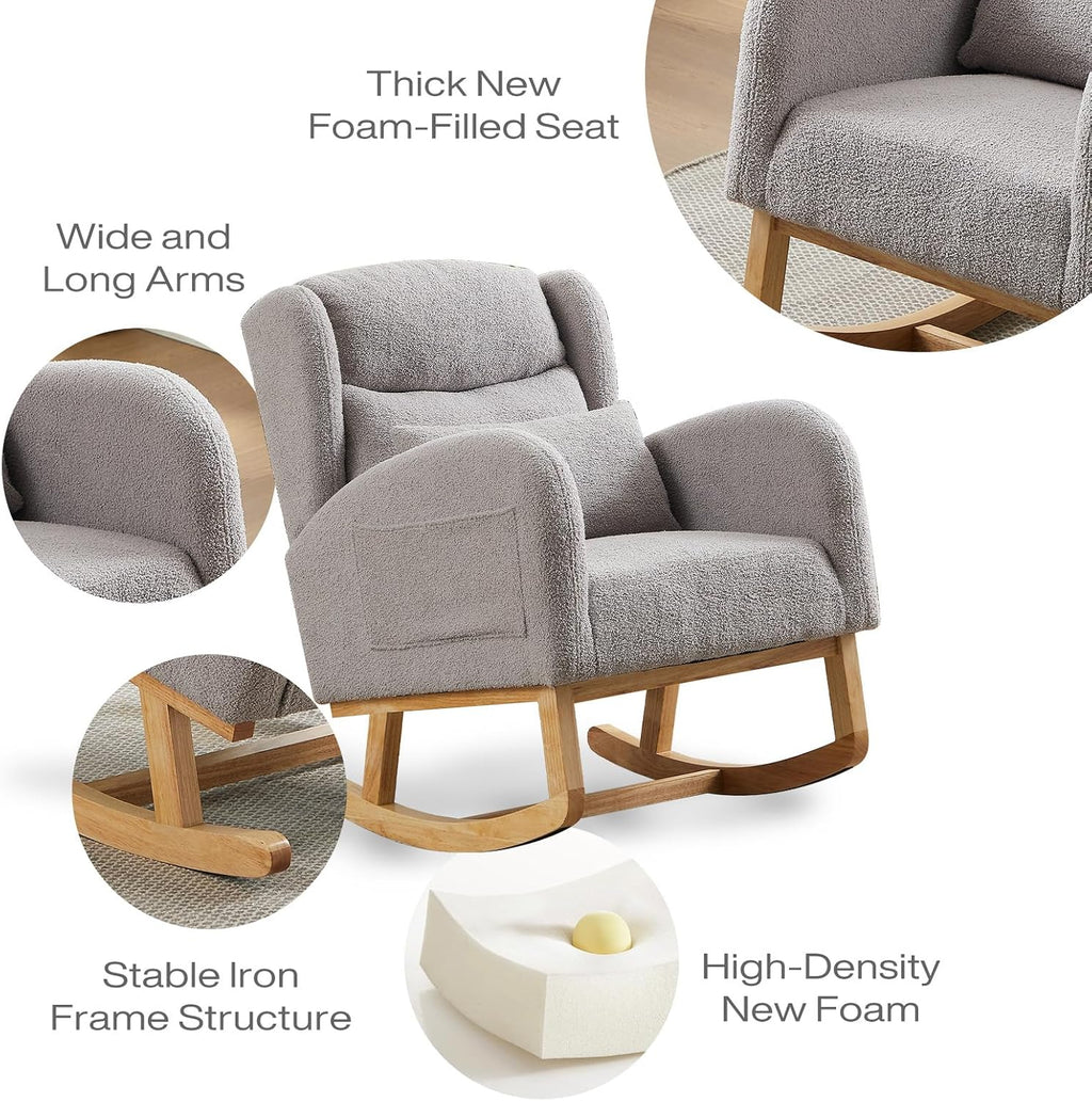 MYFUNSHOP Nursery Rocking Chair Glider – Classic Rocker with Comfortable Cushioning & Smooth Motion for Bedroom