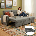 L Shaped 3 Seat Sofa Bed with Storage, 86' Sleeper Sofa Couch with Pull Out Chaise Sectional Couch for Apartment, Bedroom, Living Room, Gray