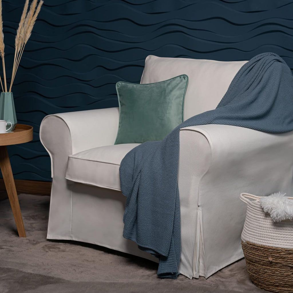 MASTERS OF COVERS Ektorp Armchair Cover for The IKEA Ektorp Chair Slipcover Replacement (Cool White)-Not Fit for Uppland Series Sofa (Armchair Cover Only!)