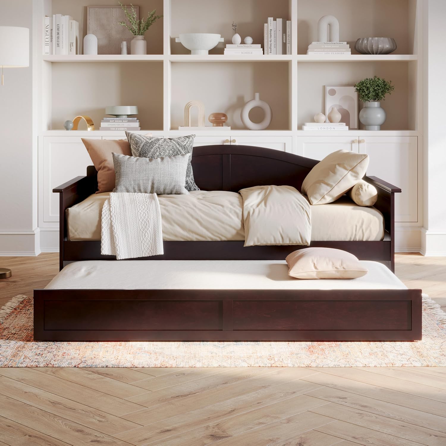 AFI, Acadia Twin Size Wood Daybed Frame with Twin Trundle, Espresso (Black)
