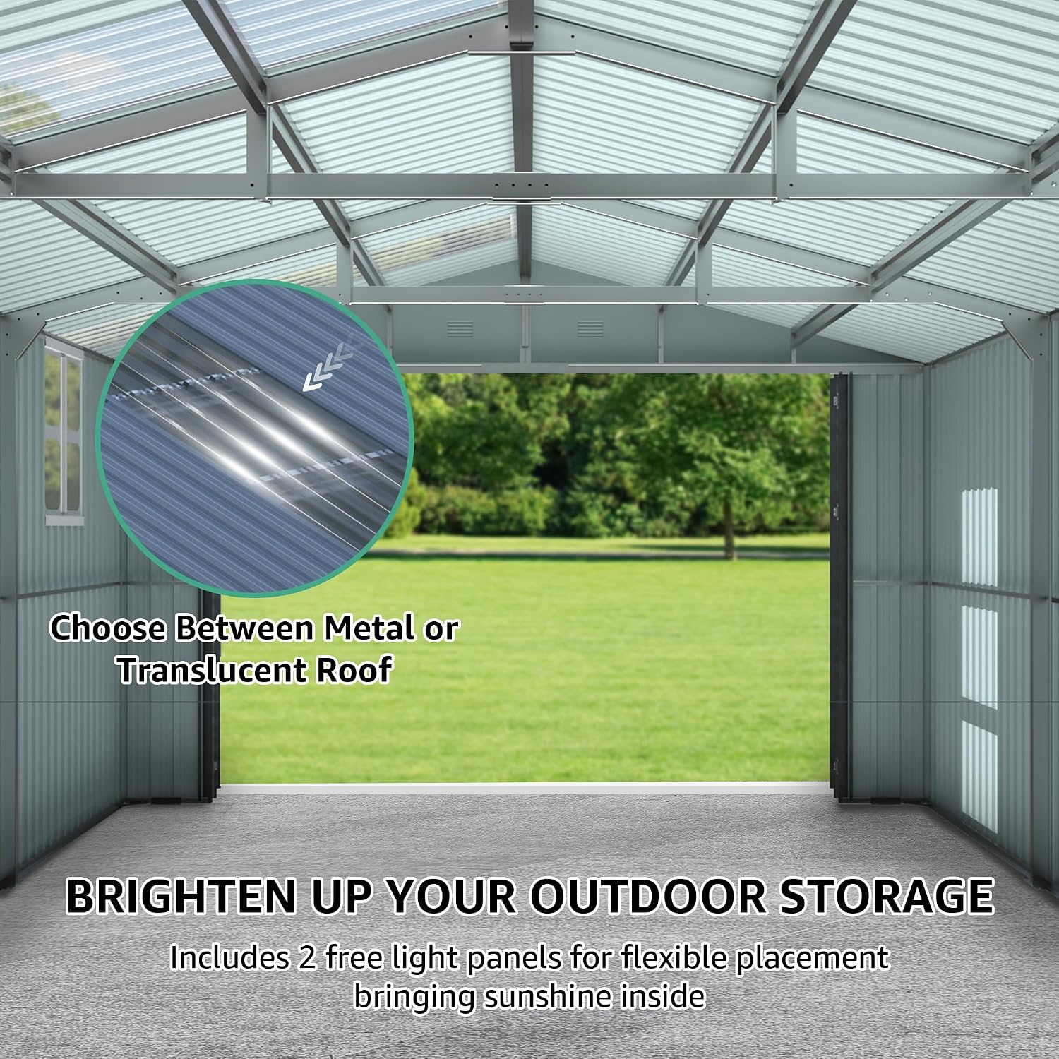 Large Storage Shed 13x20ft, Outdoor Metal Garage Shed with 2 Doors and 2 Windows, Heavy Duty, Black
