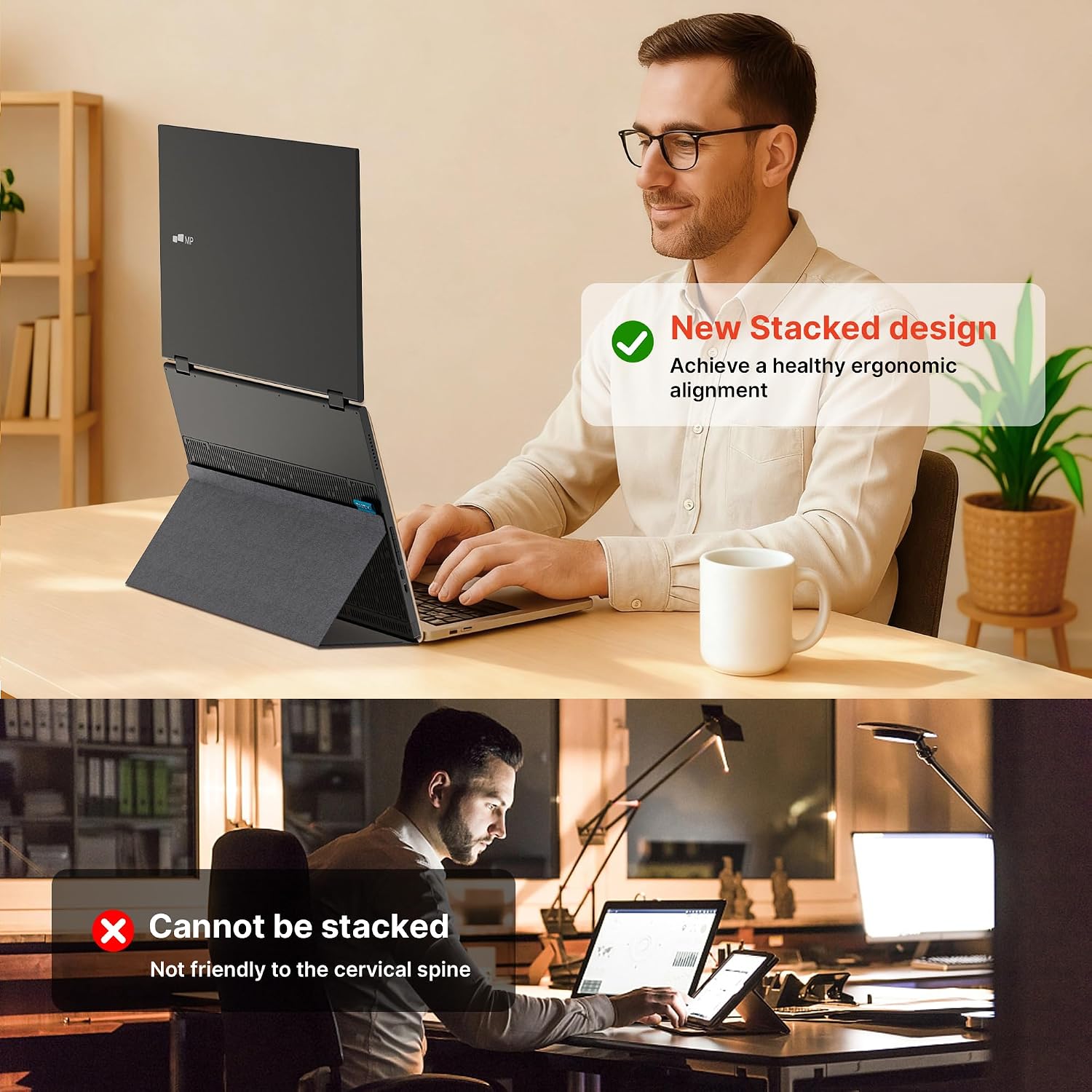 Portable Monitor - Mobile Pixels Duex Float 2 Pro 16-inch 2.5K Laptop Monitors, New Stacked Monitor for 15-16-inch Laptops. Built-in Dual Speakers, USB C/HDMI, Window/Mac/PC/Android Compatible