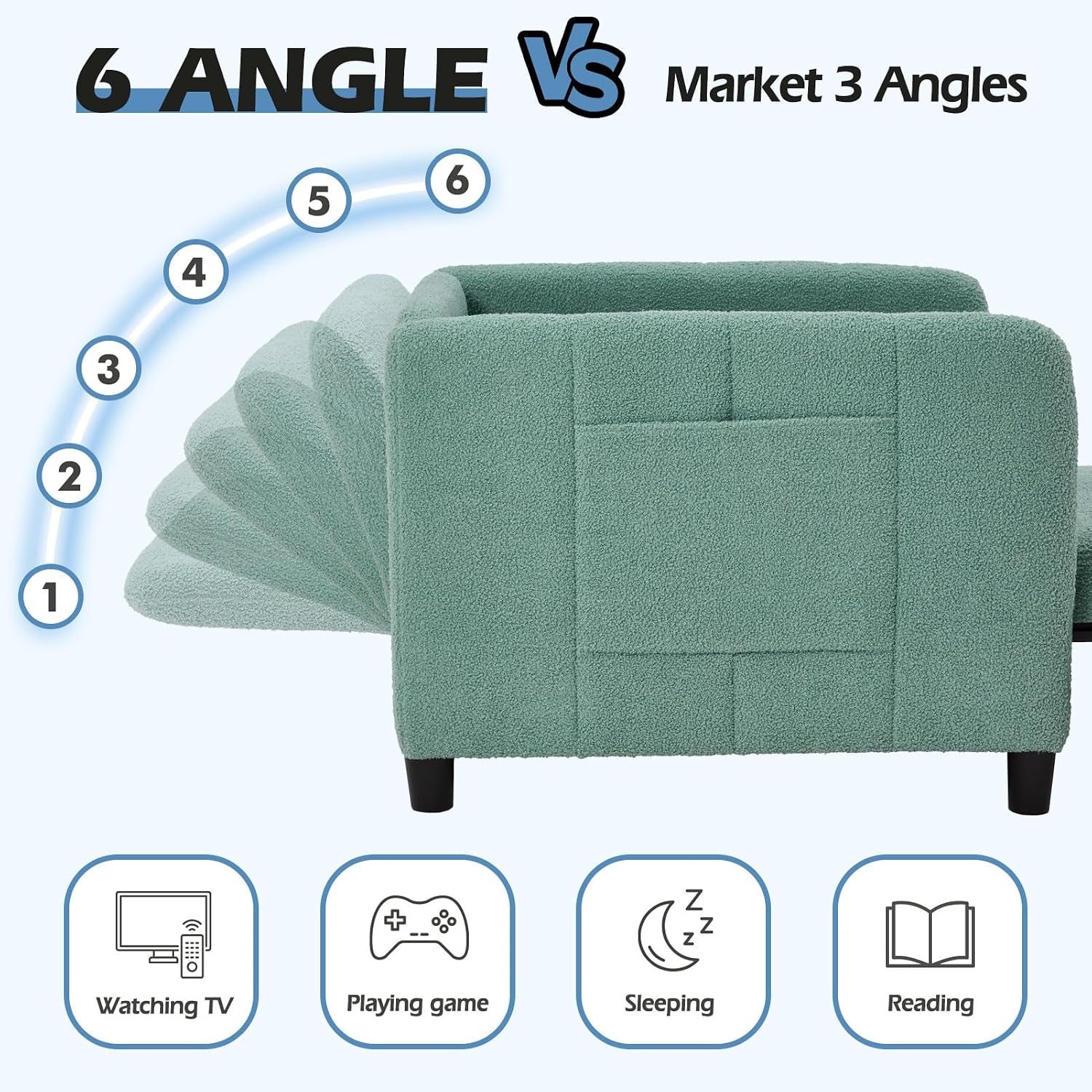 ZZW Sleeper Chair 84' Extra Long Convertible Chair Bed Upgraded 3-in-1 to 4-in-1 Pull Out Chair & Single Sofa Bed for Adult Sleeping Chairs for Living Room & Small Space