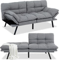 Opoiar Futon Sofa Bed Modern Memory Foam Sleeper Sofa Convertible Couch Adjustable Armrest&Backrest Leather Futon for Living Space,Apartment,Office Sofabed