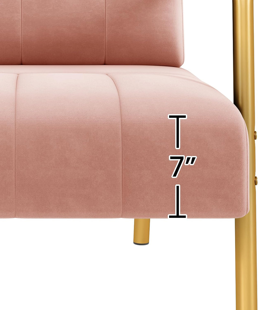 Yaheetech 30' W Modern Sofa Small Sofa Luxurious Velvet Fabric Couch with Gold-Tone Metal Arms and Legs for Living Room, Home Office, Studio Pink