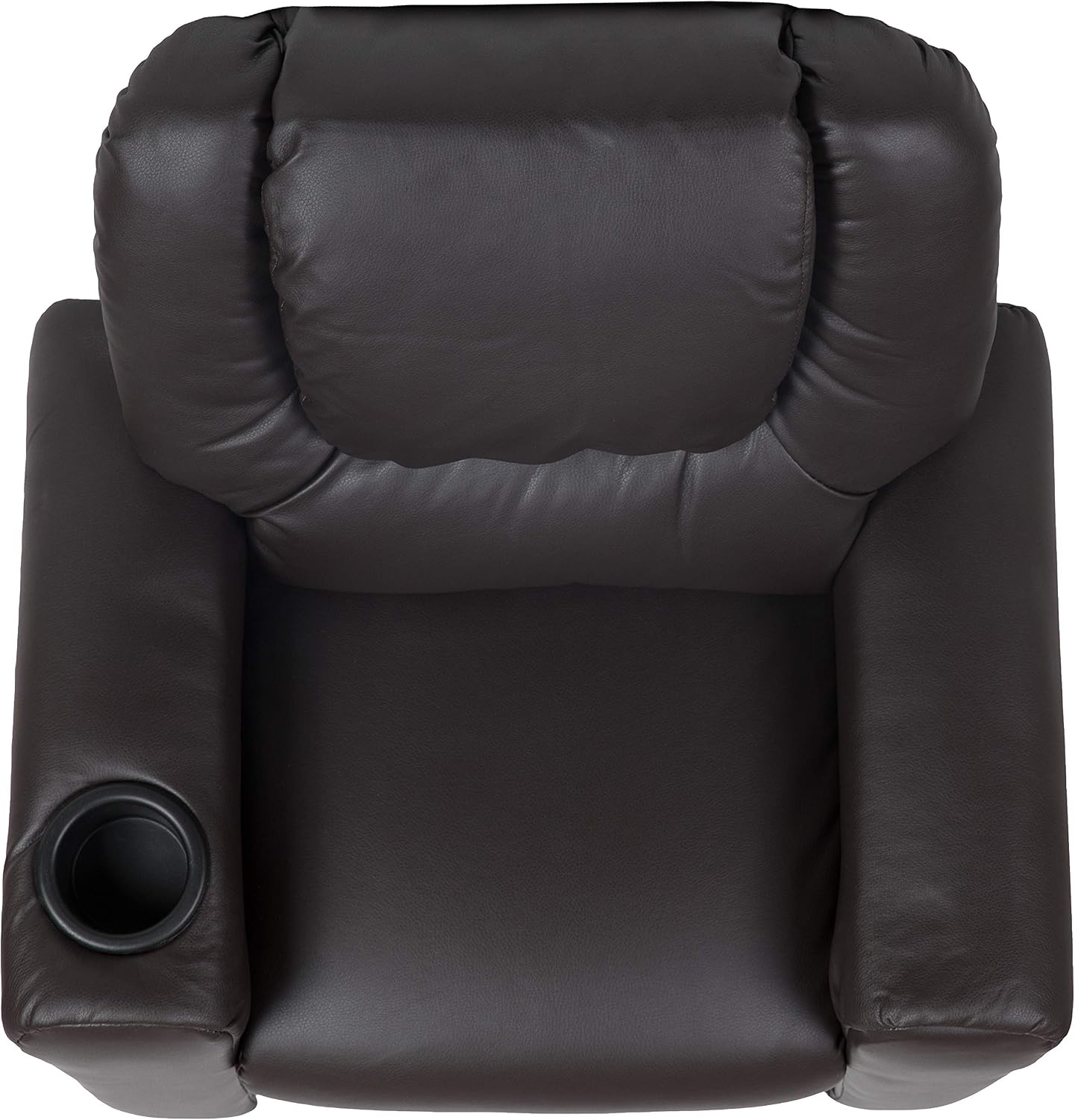 EMMA + OLIVER Brown LeatherSoft Kids Recliner with Cup Holder and Headrest