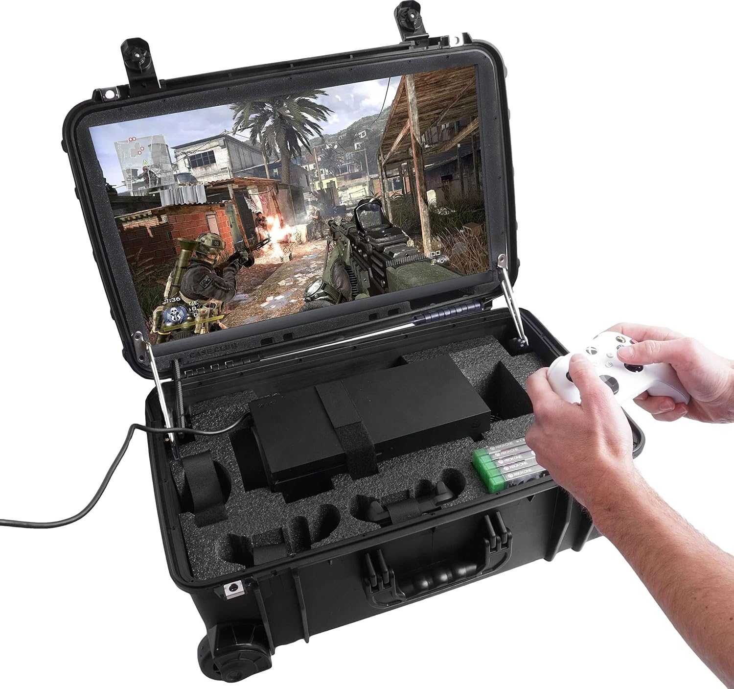 Case Club Pro Gaming Station to Fit Xbox Series X or S Console. Comes with Built-in 24' 1080p Monitor, Cooling Fans. Fits Console, Controllers, & Games, which are NOT Included 1MS / 144 Hertz