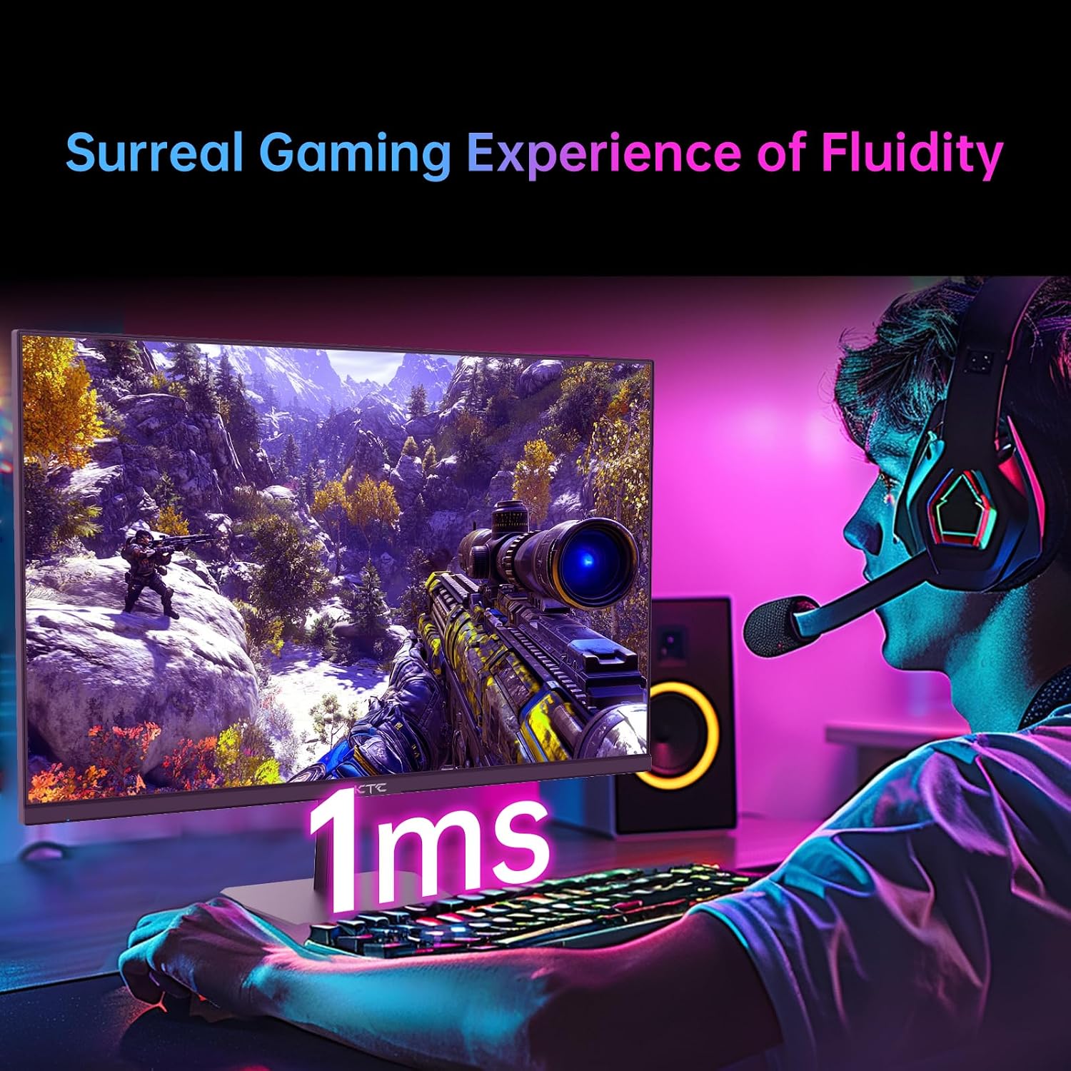 KTC 24 Inch 180Hz/190Hz Gaming Monitor, FHD PC Computer Monitor with Fast IPS Panel, HDR400, 133% sRGB, Bluelight Filter, 2 HDMI & 1 DP Port, Compatible Freesync and Wall Mountable, H24F8
