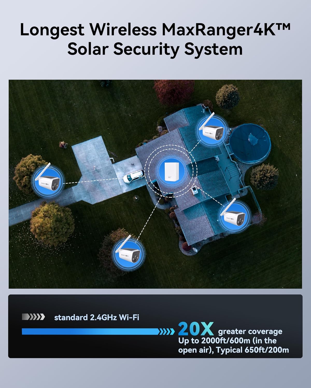 Swann MaxRanger4K Wireless Solar Security Add-On Camera, 4K UHD, 2000ft Long Range Wi-Fi HaLow, Color Night Vision,True Detect Alerts,2-Way Audio,Weatherproof,No Monthly Fee-SWNVW-MAXV2CAM