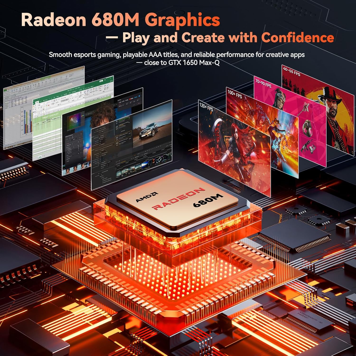 NIMO 17.3' FHD Gaming Laptop – AMD Ryzen 7 7735HS 8-Core/16-Thread, Radeon 680M Graphics, 64GB DDR5, 2TB NVMe SSD, Light Gaming & Esports Ready, Backlit Keyboard, Fingerprint Unlock, 100W PD Type-C