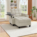 oaaktu Single Modern Comfy Upholstered Chaise Lounge Sofa Chair with Rotating Side Table,Storage,Pillow,USB Charging Ports and Adjustable Backrest Perfect for Living Room, Small Spaces (Beige)