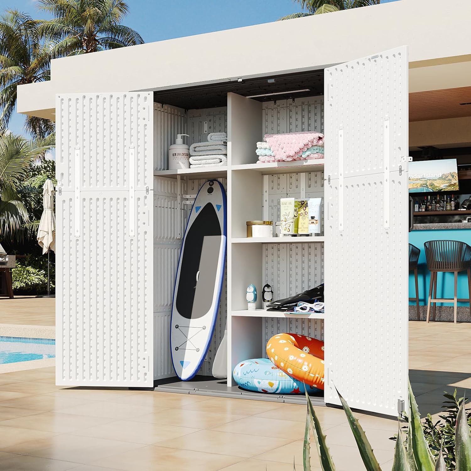 Aoxun Shelves Kit for Storage Shed(Only Shelves), Compatible with 61 Cu.Ft Outdoor Storage Shed