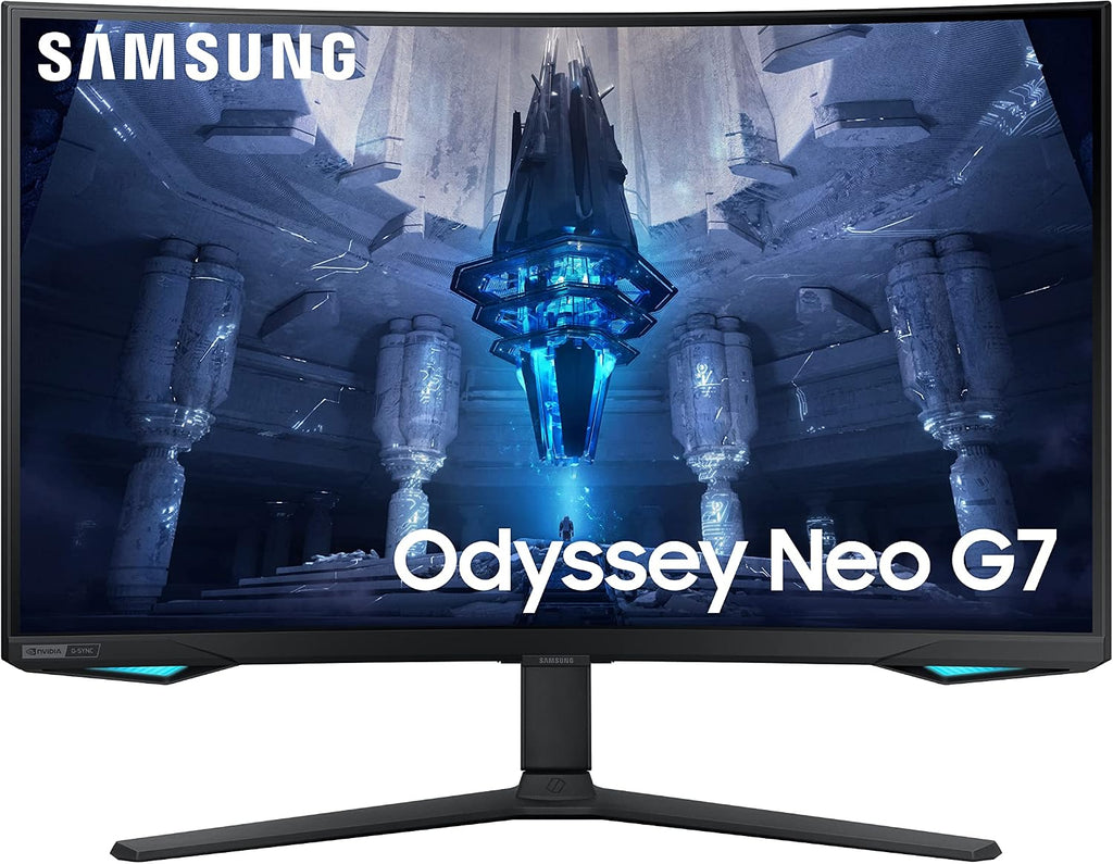 Samsung 32' Odyssey Neo G7 4K UHD 165Hz 1ms G-Sync 1000R Curved Gaming Monitor, Quantum HDR2000, AMD FreeSync Premium Pro, Ultrawide Game View, DisplayPort, HDMI, Height Adjustable Stand, Black